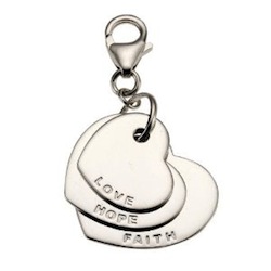 Love Hope Faith Charm Geschenkidee für Sie: ZEEme 3tlg. Herz-Charm-Anhänger