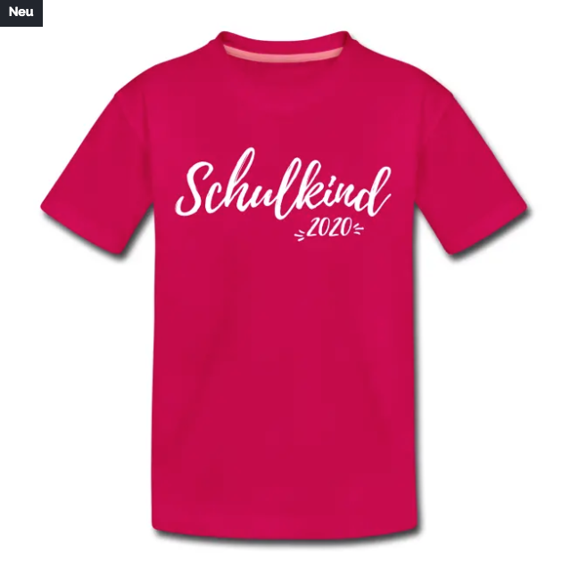 T-Shirt zur Einschulung mit Aufdruck Schulkind 2020