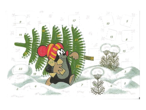 Adventskalenderkarte mit dem kleinen Maulwurf Pauli
