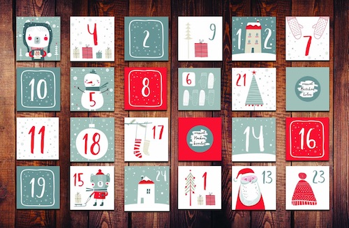 DIY Rubbel-Adventskalender Karten zum Ausfüllen