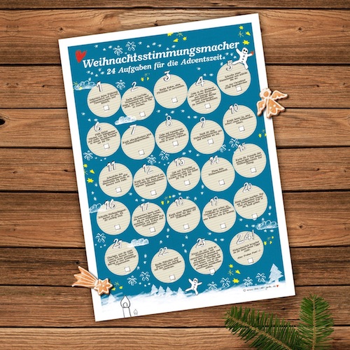 Origineller Adventskalender "Weihnachtsstimmungsmacher" mit 24 Aufgaben für die Adventszeit