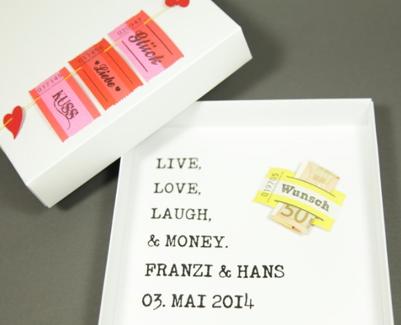 Geldgeschenk zur Hochzeit "Live, Love, Laugh"