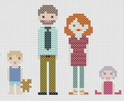 Kreuzstich-Portrait Geschenkidee für Mama: Familenportrait
