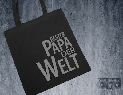 Jutebeutel mit Aufschrift "Bester Papa der Welt" als Geschenk zum Vatertag