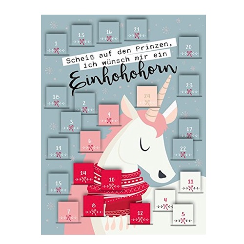 Einhorn Adventskalender mit lustigen Einhorn-Sprüchen