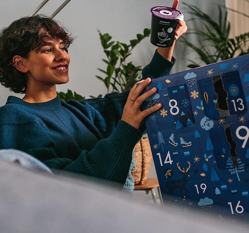 Origineller Porridge Adventskalender gefüllt mit 24x Haferflocken von mymuesli - 24 x Haferflocken statt Schokolade