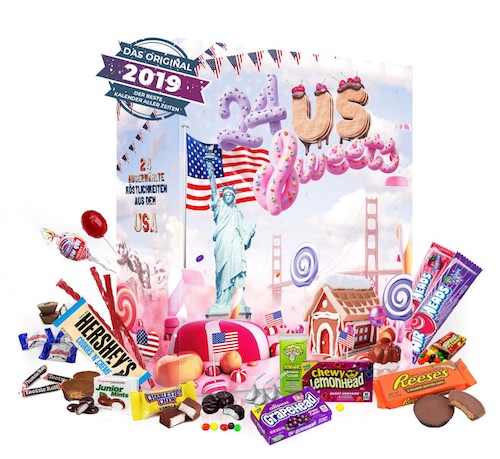 US Sweets Weihnachtskalender gefüllt mit amerikanischen Süßigkeiten