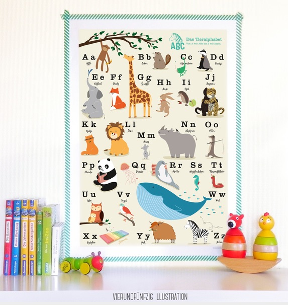 Geschenkidee zur Einschulung: Tier ABC-Poster