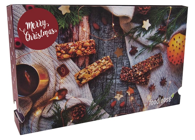 Adventskalender mit 24 Nussriegeln