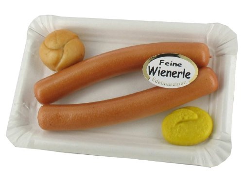 Witziges Wichtelgeschenk mit W bis 10 Euro: Wiener-Würstchen aus Marzipan